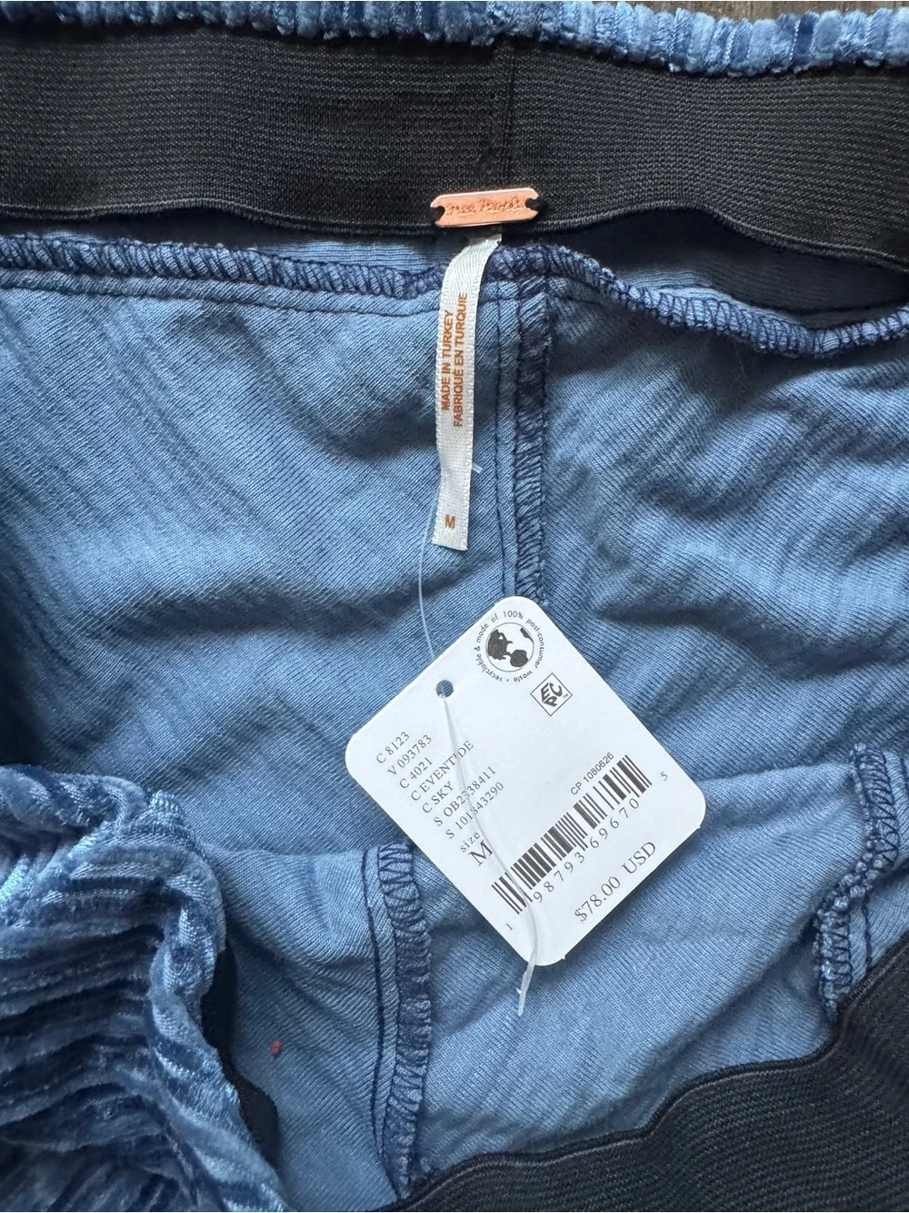 NWT Free People Slim Pull-On Blue Velvet Flare Pants